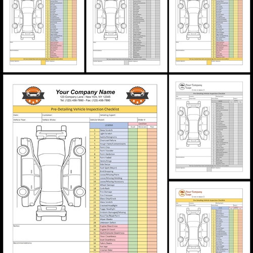 Predetailing Vehicle Inspection Checklist Form Etsy Australia