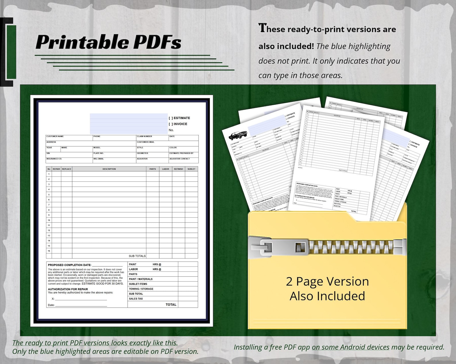 Editable Auto Body Repair Estimate Template, WORD, Google Docs Editable Auto Body Repair Estimate Template, WORD, Google Docs