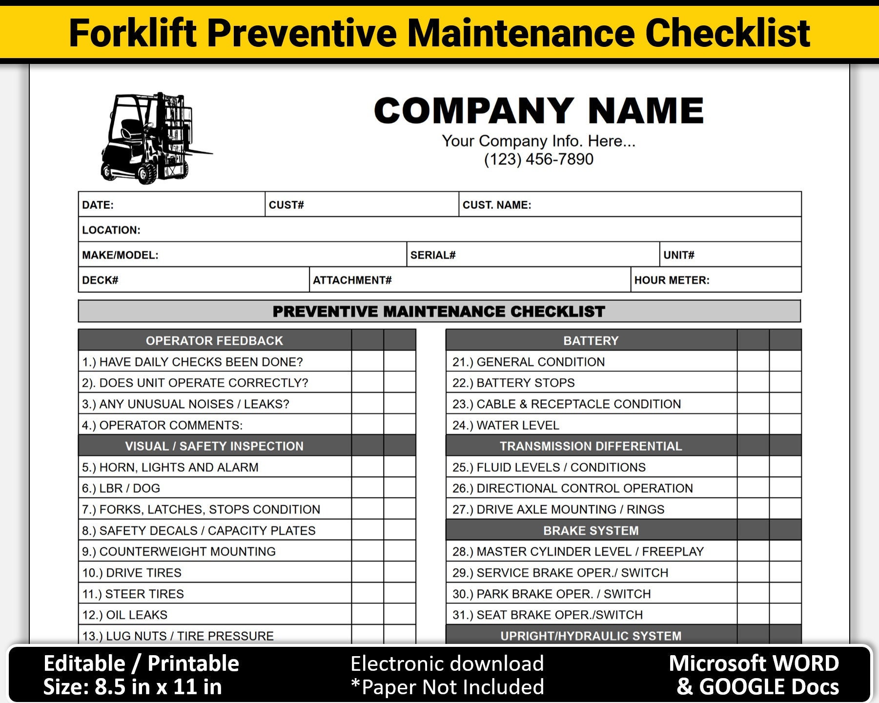 electric-forklift-preventive-maintenance-checklist-printable-etsy-canada