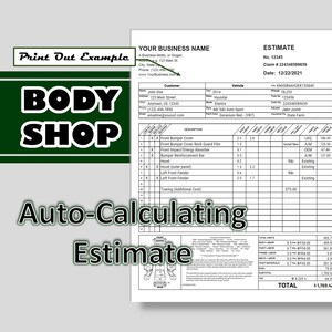 Auto Body Repair ESTIMATE Body Shop COLLISION - Etsy