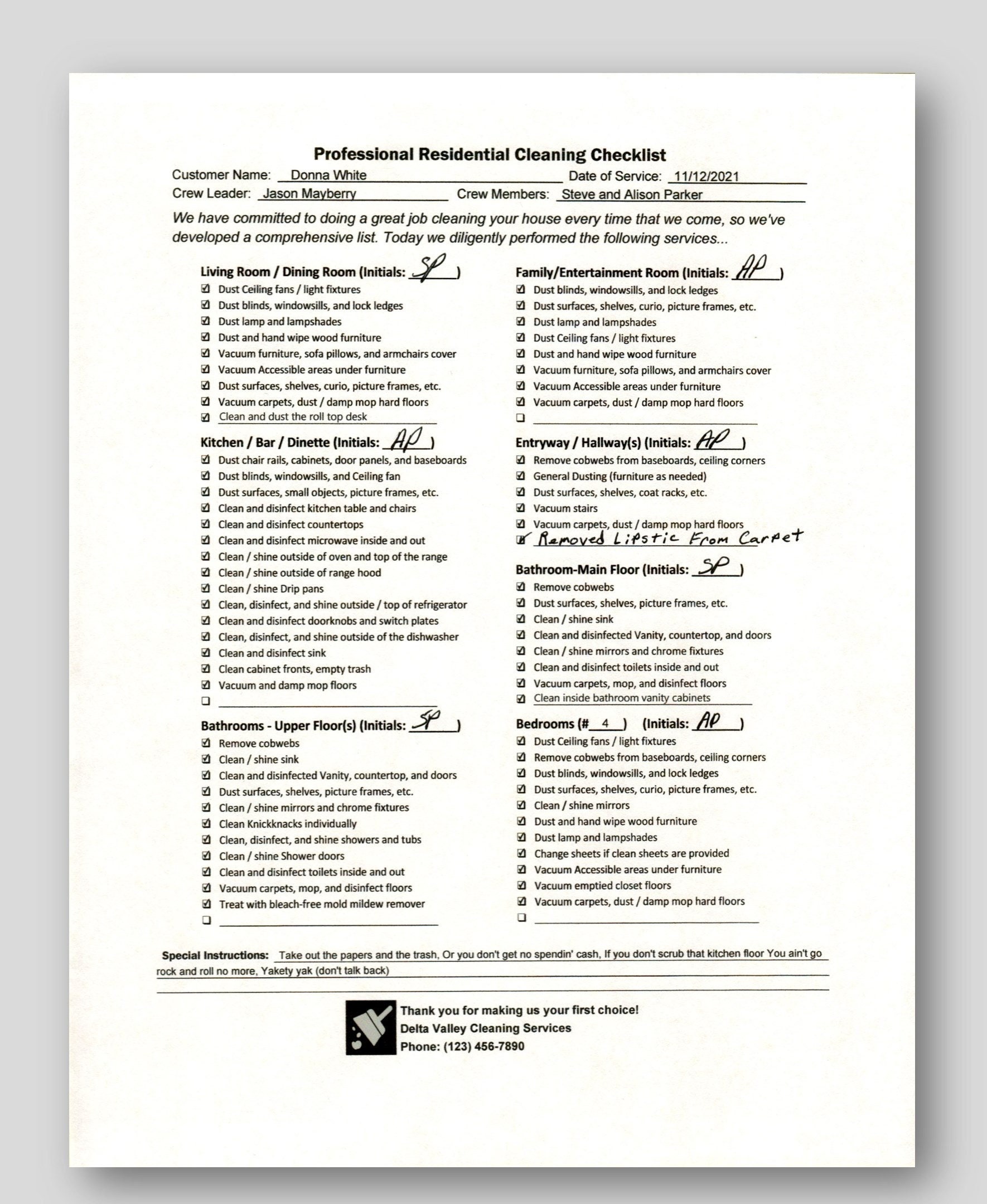 Professional Residential Cleaning Checklist Editable House Sites unimi it
