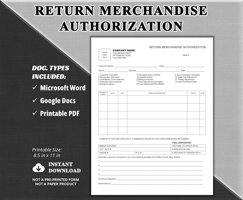 Example Of Rma Rga Return Merchandise Authorization (RMA), Return Authorization (RA) or ...