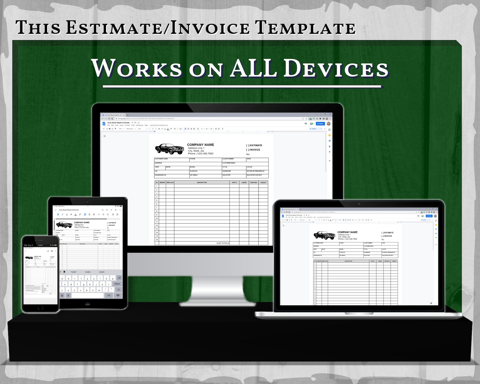 Editable Auto Body Repair Estimate Template WORD Google Etsy Australia