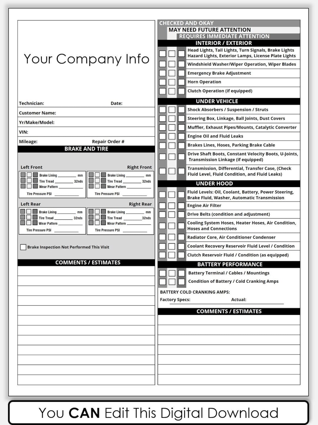 PDF Printable Vehicle Inspection Report Used Vehicle Inspection Sheet pdf-printable-vehicle-inspection-report-used-vehicle-inspection-sheet