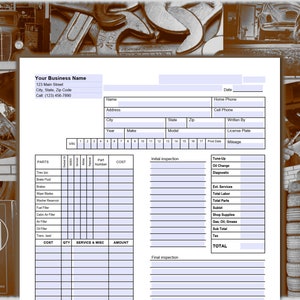 Auto-Reparatur-Auftrag oder Rechnung, Ticket, Rechnung, Kostenvoranschlag und Auto-Reparatur-Techniker-Inspektionsformular. Auto Mechaniker Arbeitsauftrag Vorlage PDF