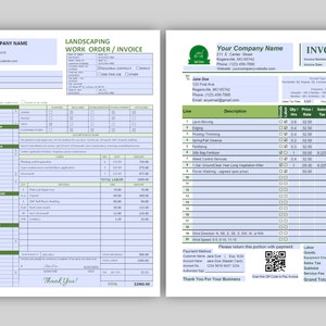Lawn Care & Landscaping Invoice or Work Order, Editable, Printable, PDF Easy Auto Calculating Invoice or Estimate, Microsoft WORD Template