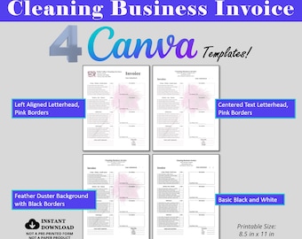 Cleaning Business Invoice Canva Templates, Easy to Edit Invoice, Checklist, Proposal Form, Cleaning Services Invoice, Smartphone Printable
