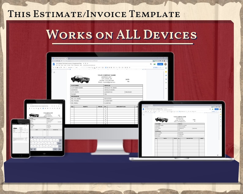 Auto Repair Estimate Template With Insurance Info Also Used as an Auto