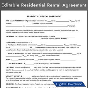 Editable Residential Rental Agreement Template. Optional Month-to-Month Lease Agreement Template. Residential Rental Lease Contract in WORD
