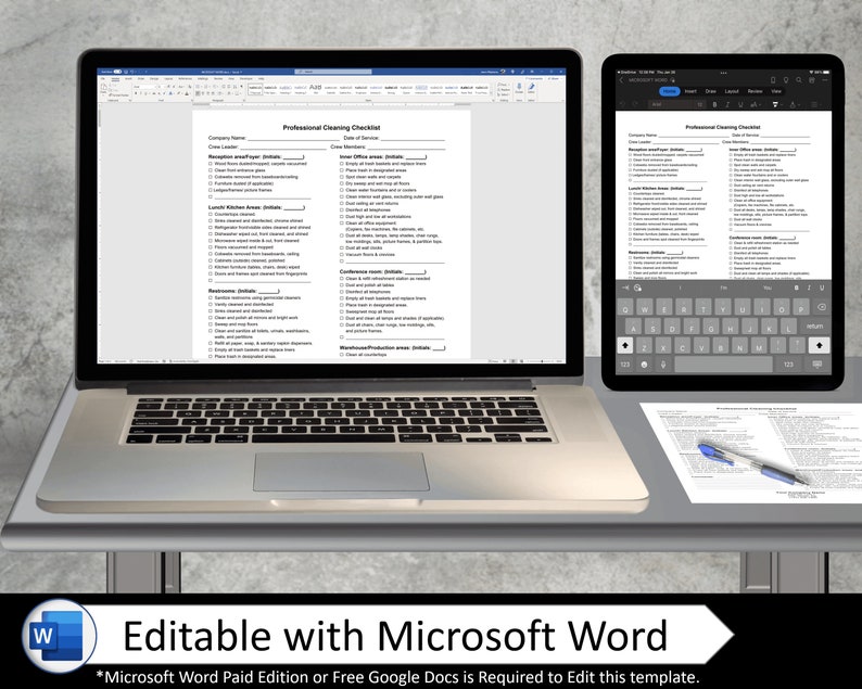 Commercial Cleaning Checklist for Reception Area Etsy