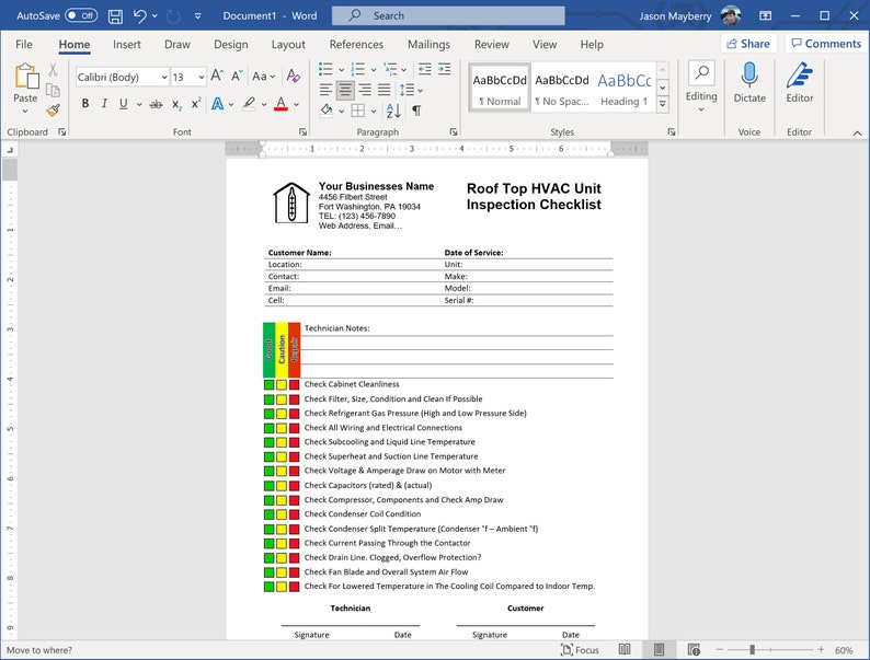 Checklist Checking Rooftop Commercial HVAC Roof Top Unit Inspection Performance Checklist - Etsy