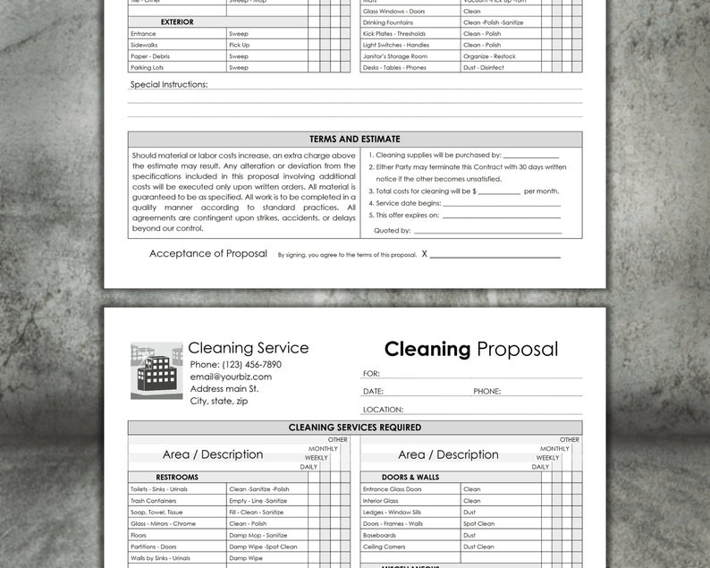 Office Cleaning Proposal Template Editable Cleaning Service Etsy