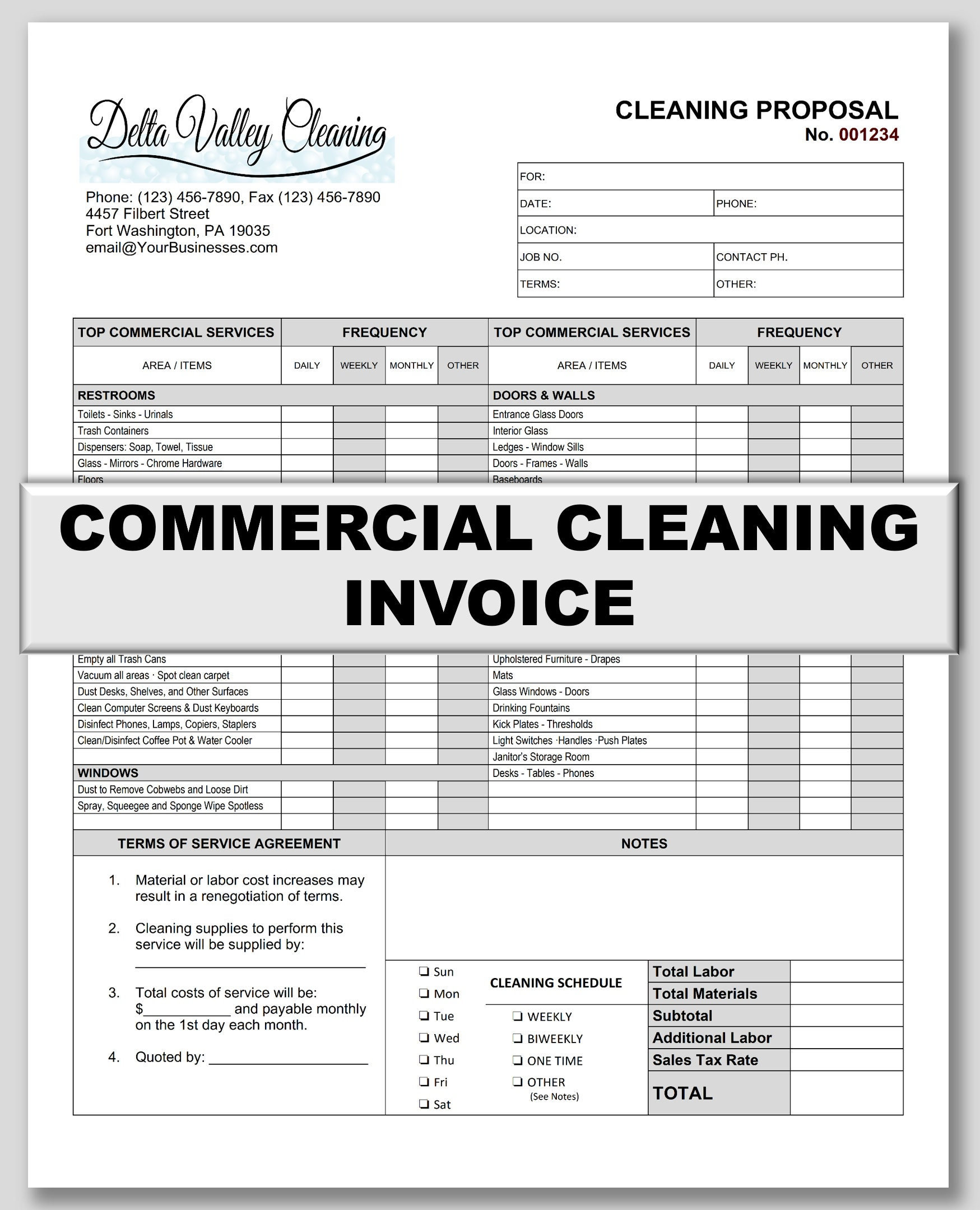 Commercial Cleaning Business Invoice for Office Cleaning Etsy Commercial Cleaning Business Invoice for Office Cleaning Etsy