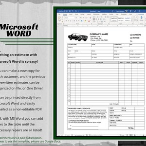 Editable Auto Body Repair Estimate Template, WORD, Google Docs ...