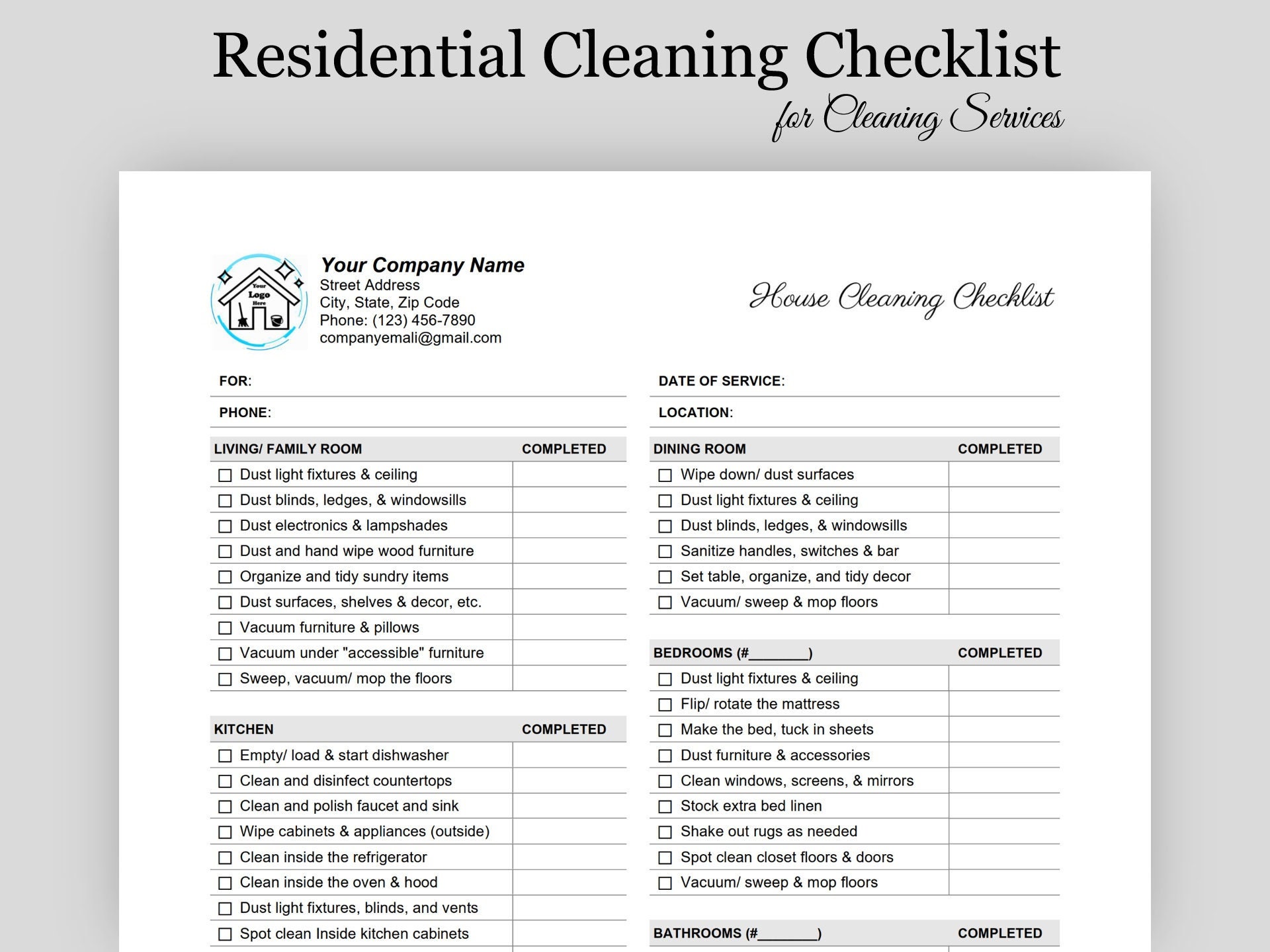 Cleaning Crew Checklist