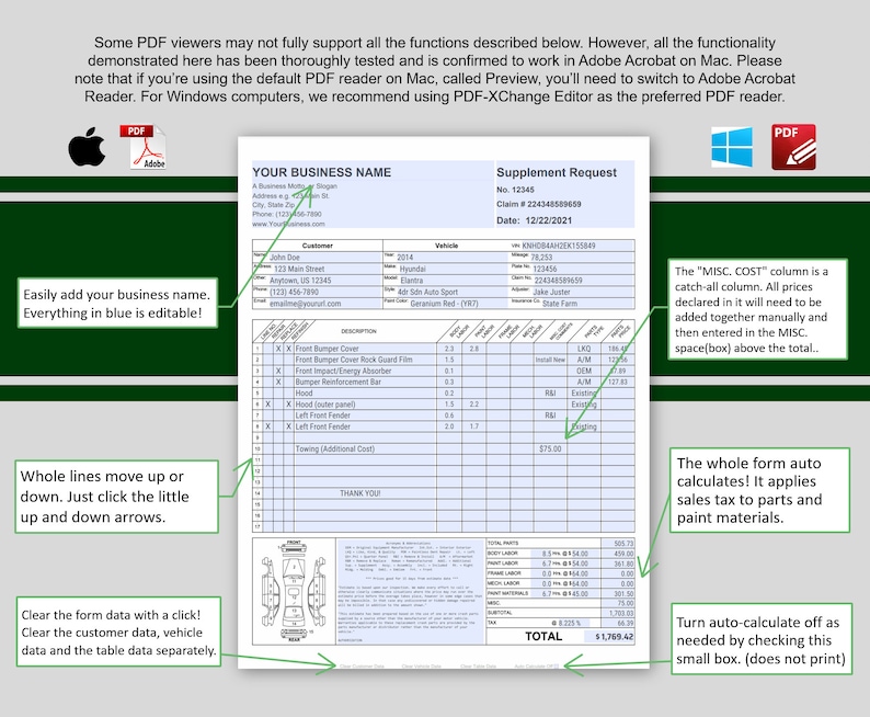 Auto Body Supplement Request Form 2 Page, Body Shop Insurance ...