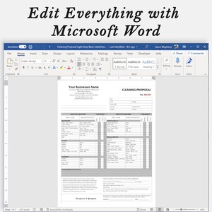 Cleaning Proposal Template Basic Editable Microsoft WORD and | Etsy