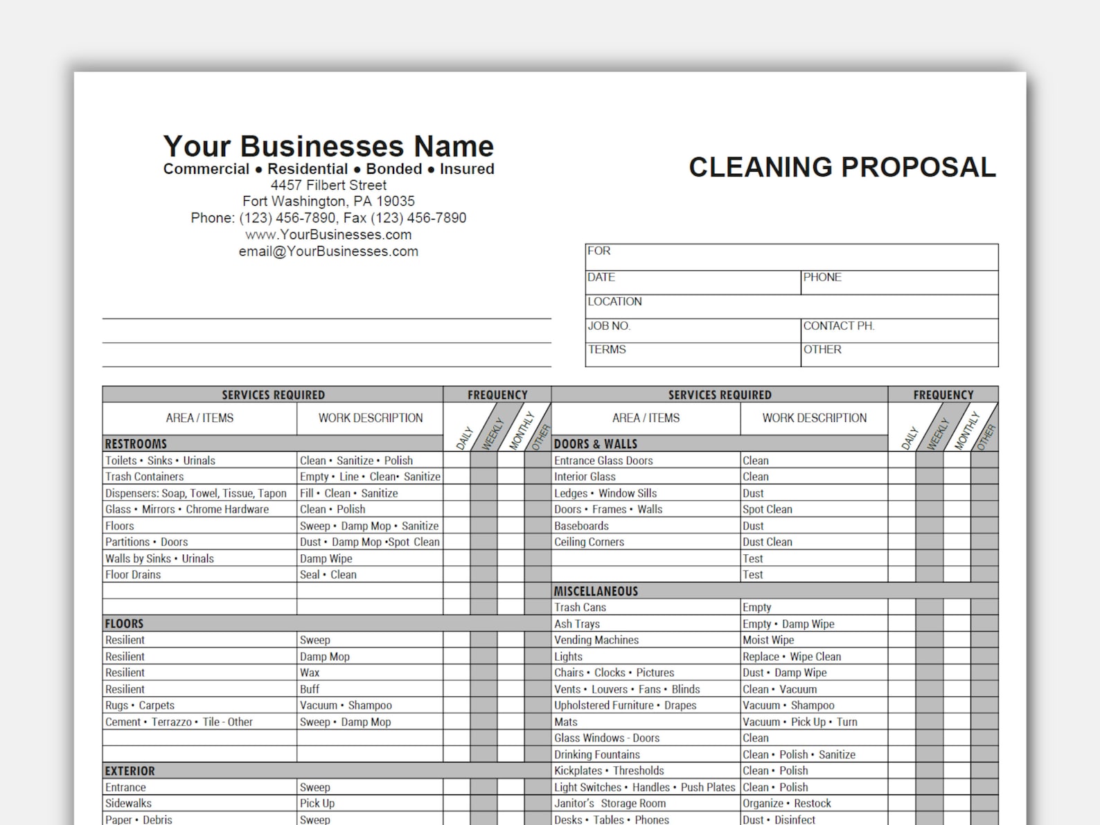 cleaning company business proposal pdf