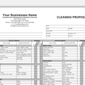 Cleaning Proposal Template Basic Editable Microsoft WORD and | Etsy