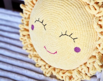 Crochet sun pillow pattern - Baby pillow pattern - Amigurumi sun pillow - Plush pillow pattern - Crochet summer pattern - Crochet decor