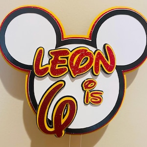 Personalised Mouse Ears Cake Topper Mickey & Minnie Party Decor