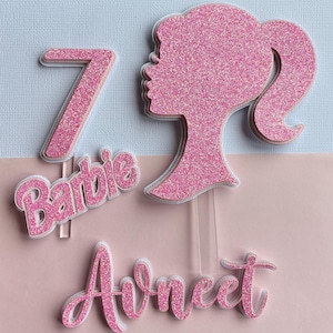Girly Cake Topper, Barbie, Barbie Girl, glitzernder Kuchen Aufleger, Barbie Cake Topper, Mädchen Geburtstag Tortendeko