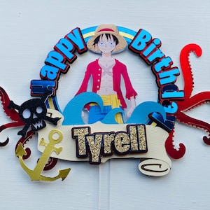 Personalised One Piece Cake Topper: Anime Birthday Party Decor