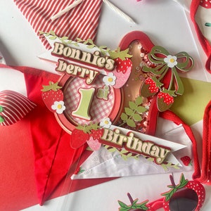 Strawberry cake topper, strawberry decorations, berry first birthday, strawberry theme, first birthday, strawberry party, kids party theme