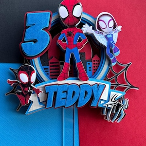Personalised Spidey and Friends Cake Topper: Custom Birthday Party Decor
