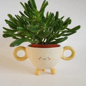 Small Ceramic Planter with funny face, Ceramic plant pot for succulents or cactus, Handmade ceramics, Plant gift for her, Cute ceramics