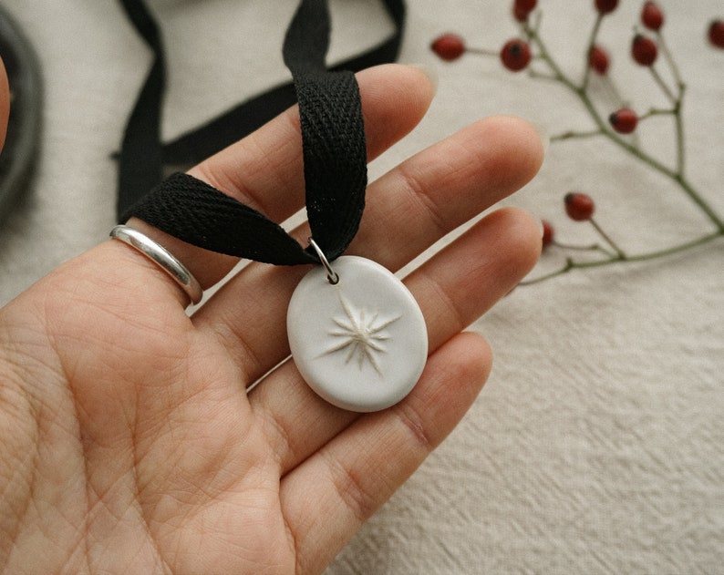 Ceramic star pendant, Ceramic jewelry necklace with star, Celestial jewelry handmade ceramics, Unique gift for her, Ceramic necklace image 6