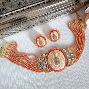 Kundan Choker Necklace Set: Pearl Indian/Pakistani Jewelry