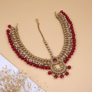 Antique Gold Polki Diamond intricate Mathapatti, Headband, Sheesh Phool, Damini, Headpiece, Indian Pakistani Jewellery