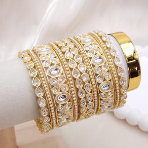 Gold Plated Kundan Bangle Set: Indian Wedding Jewelry