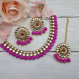 Kundan Choker Necklace Set: Polki Indian Jewelry