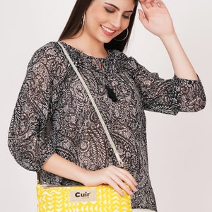 Womens Yellow Canvas Print Beach Sling/Shoulder Bag | Crossbody Handbags | Summer Bags | Small
