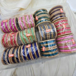 Pack of 22 antique Gold Plated Indian Asian Bangles / Velvet Bangles / Indian Jewellery / Gift for Her / Anniversary Gifts / Christmas Gift