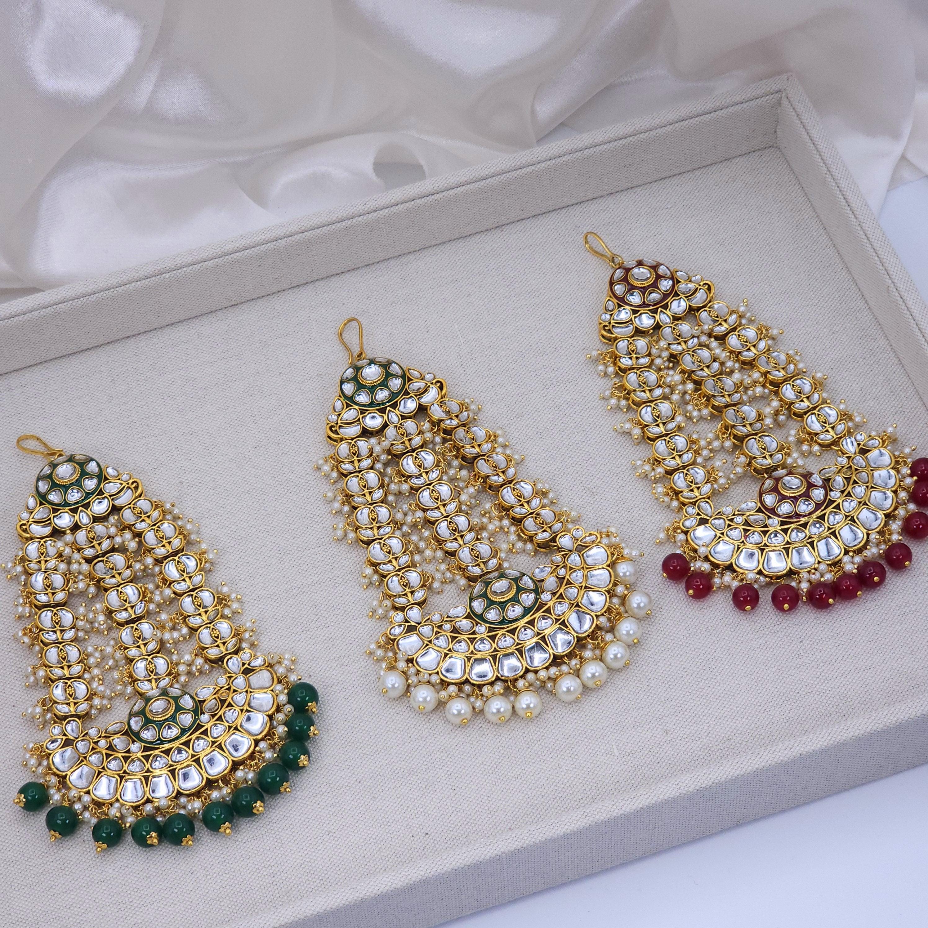 Kundan Bridal Jhumar Passa: Gold-plated Indian Wedding Hair 