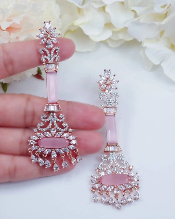 Pink and rose gold earrings outlet