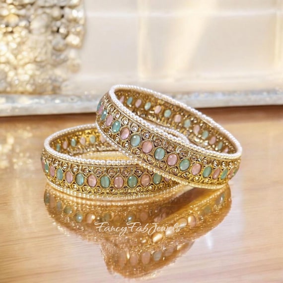 LKingel Bracciale Con Perle Dorate E Turchesi - Regolabile Con Clip - Gioiello Elegante Per Donna, Ballo, Regalo - 2