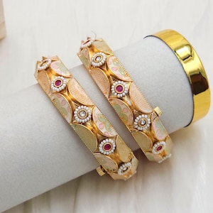 Rajwadi Gold Bangle Set: Indian Bridal Kada Jewelry