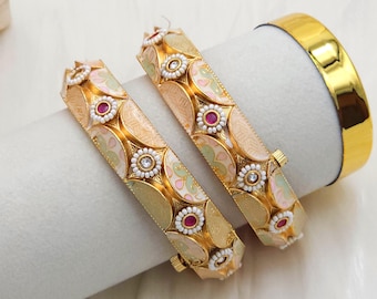 Rajwadi Gold Bangle Set: Indian Bridal Kada Jewelry