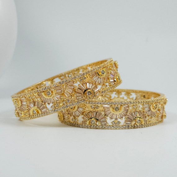 Gold plated american diamond bangles outlet