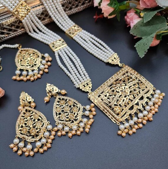 Jadau Necklace Pendant Set Long Haar 
