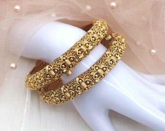 Gold Plated Indian Bridal Bangles: Jaya Rajwadi Kada Set Bollywood Style Wedding Partywear Bangle Set Pakistani Bridesmaid Statement Bangles