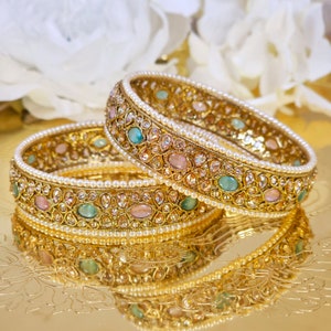 Antike Gold Polki Stein Armreifen: Indischer pakistanischer Schmuck