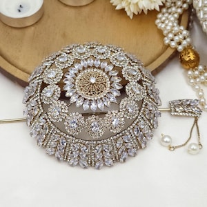 Accesorio para el cabello Crystal Bun, hermoso, para invitada de boda, estilo único, joyería de moda india y pakistaní, regalo para la novia o dama de honor.