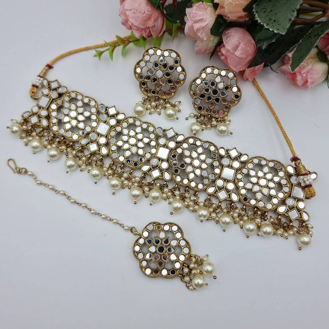 Mirror Work Jewelry Set Indian Jewelry Pakistani Jewelry Etsy
