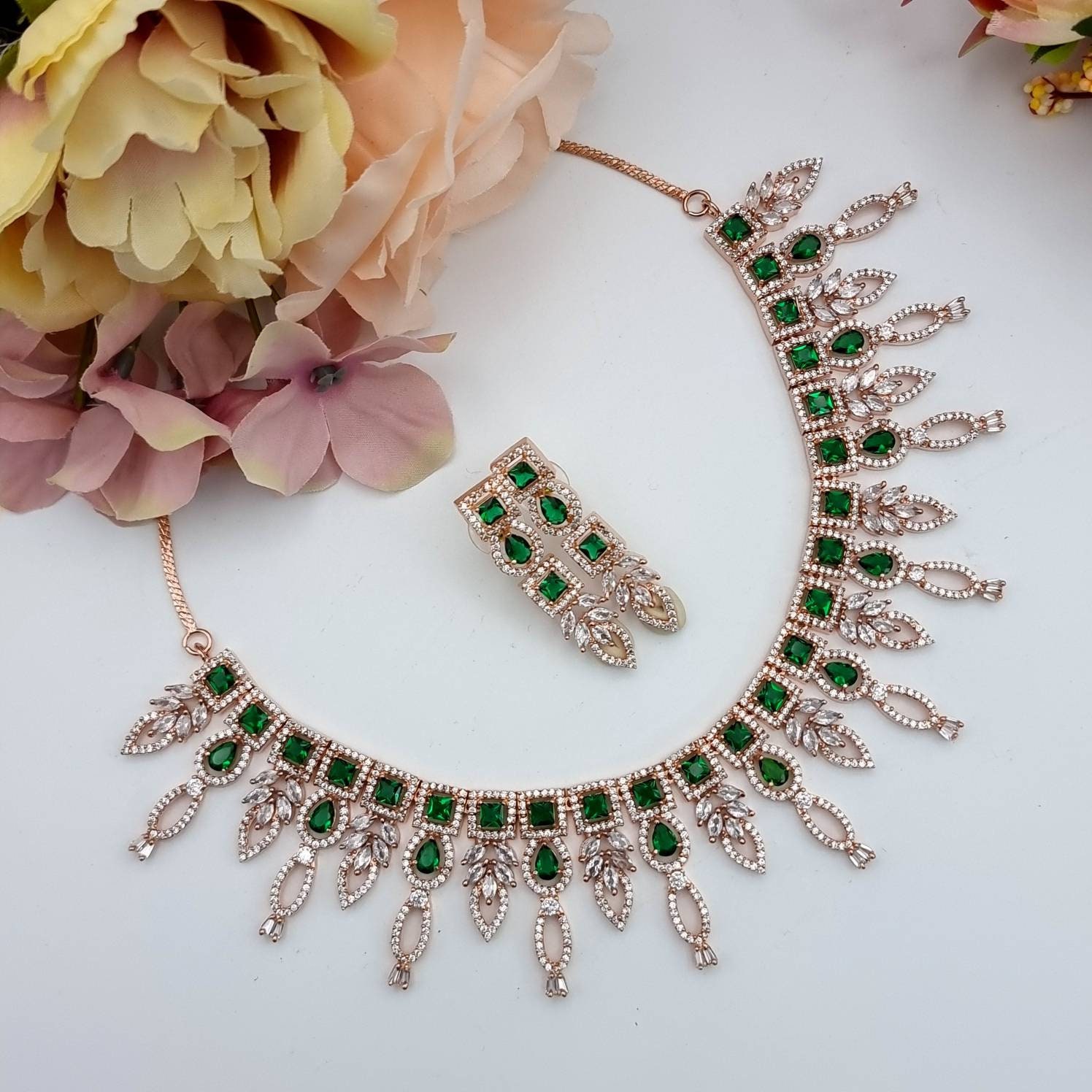 CZ Necklace Set American Diamond Necklace Set Pakistani | Etsy