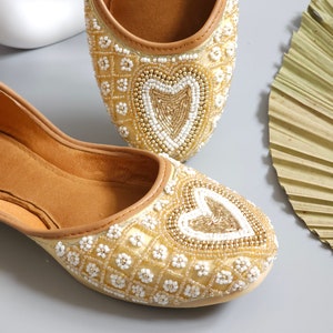 Levi - jutti orné beige doré, khussa indien pakistanais, jutti punjabi, ballerine, jutti Hamdmde, chaussures, mojaris